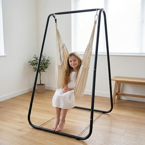 pofluany Soporte para silla hamaca fuerte en forma de A, soporte para silla colgante con soporte de carga fuerte en forma de A, carga máxima de 100 kg, soporte para silla colgante para patio, jardín