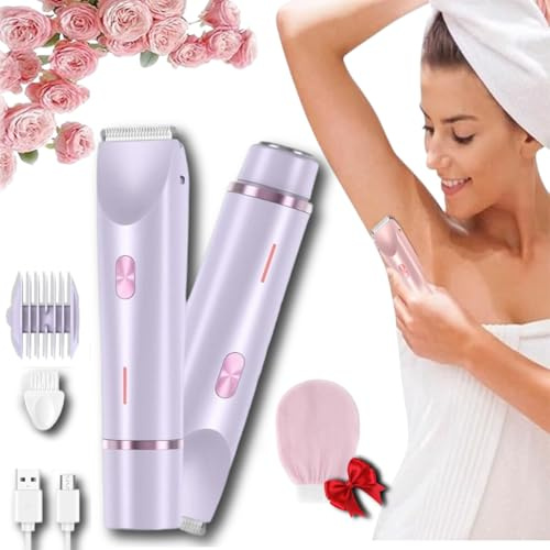 2025 Upgrade Sianova Rasierer, Sianova Bloomshave - 2-in-1 Damen Körperrasierer,Bloom Shave,Intimrasierer für Frauen,Ipx7 Wasserdicht,Nass & Trocken Anwendbar für Körper,Gesicht,Beine, Achseln (Lila)