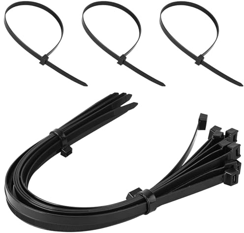 Zhujiehigh 15 Pz Fascette Stringicavo Nero, 12x600 mm, Resistente UV | Fascette autobloccanti in nylon nero resistente ai raggi UV, ideali per cavi, esterni, interni, giardino, officina e casa.