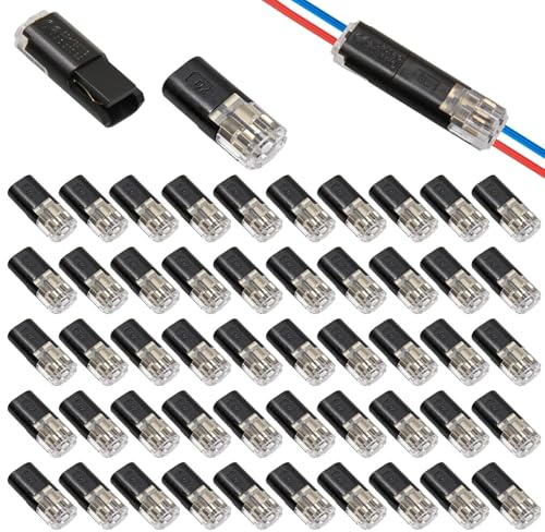 50 Pcs Electrical Wire Connectors, 2 Pin Plug Cable Connectors, Peel-Free Push-Type Design for 18-22 AWG Wires, Switches Small Gauge Wiring, Crimp Terminals
