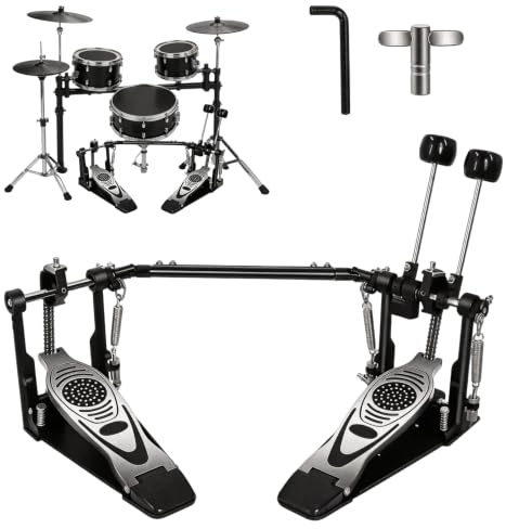 Doppel Fußmaschine für Schlagzeug, Bass Drum Doppelpedal mit Doppelkettenantrieb 2 Pedale Schlagzeug Zubehör Professionelles Schlagzeug Fußpedal Zubehör für Jazz Drum und Bassdrum Ubung