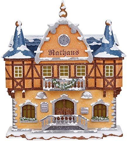Hubrig Volkskunst - Holzwerkstoff Bauernhaus Bürgermeister Winterhaus Rathaus - 21 cm, Weiß