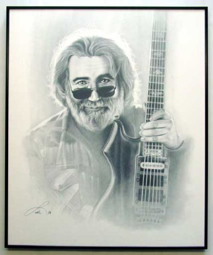 Jerry Garcia/Charcoal print Gerahmt