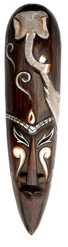 Wogeka Schöne große Holz Wand Maske Elefant Holz Tier Deko Schnitzerei Afrika Maske 06