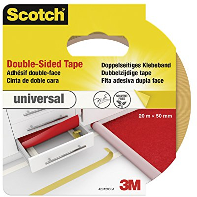 3M Scotch Ruban Adhésif Universel Double Face 50 mm x 20 m 1 Rouleau