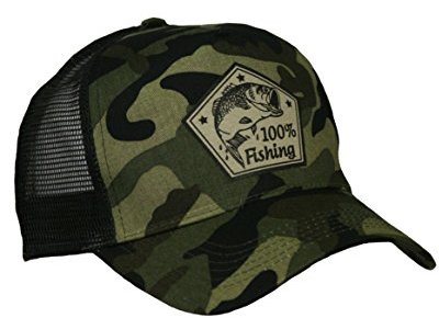 HELLMOTORS 100% Fishing Camouflage Trucker Cap Jungle Camo Angler Kappe Outdoor Fisch