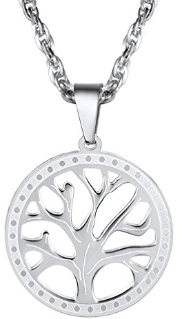 PROSTEEL Collier Arbre de Vie pour Homme Femme Pendentif Rond en Acier Inoxydable/Plaqué Or Bijou Judaïque, Métal non précieux, sans_pierre