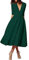 CARINACOCO Donna Vestiti Lunghi da Matrimonio Elegante Collo V Vestito A Pieghe Skater Abito Maxi Damigella Sera Cerimonia Inverno Verde M