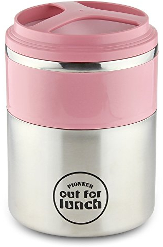 Pioneer Thermo-Speisebehälter 1,5 L Edelstahl Doppelwandig 2-in-1 mit Extra Breiten Öffnung, Isolier Lunch-Box für Suppe/Essen 4 Stunden Heiß 8 Stunden Kühl Auslaufsicher BPA-Frei – Rosa