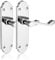 XFORT Chrome Elegance Range Polished Chrome Richmond Lever Latch Handles, Polished Chrome Long Backplate Door Handles, Contemporary Design for Internal Wooden Doors (1 Pair)
