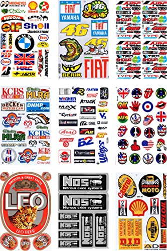 by soljo 9 Blatt Sponsor Racing Aufkleber Sticker Tuning Racing Bogen Größe: 27 x 18 cm für Auto Motorrad