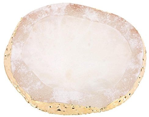 Polish Mix Palette, Resin Nail Art Palette Paint Drawing Color Dish Golden Resin Stone Paint Drawing Color Dish Manicure Nail DIY Tool(White)