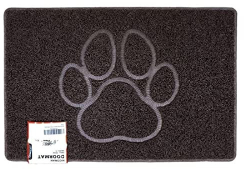 Nicoman Paw Embossed Shape Indoor Outdoor Dirt-Trapper Door Mat Washable Barrier Heavy Duty Doormat - (Watertight Rubber-Back, Small, Brown, 60 x 40cm)