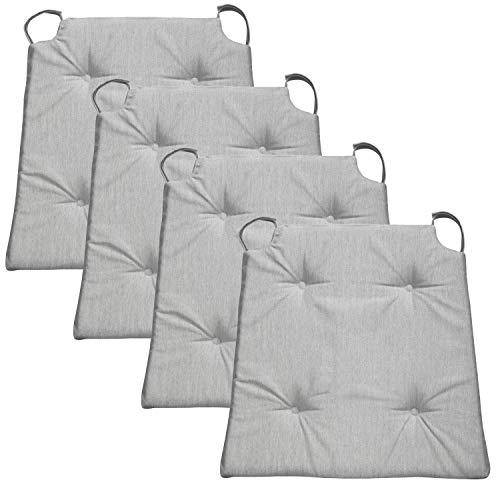 Traumnacht Stuhlkissen Basic 4er Set, mit einem Bezug aus 100% Polyester, 40 x 42 x 5 cm, hellgrau, Öko-Tex zertifiziert, produziert nach deutschem Qualitätsstandard