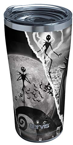 Tervis Disney – Gobelet de voyage isotherme à triple paroi L'Étrange Noël de monsieur Jack Garde les boissons froides et chaudes, 591 ml, héritage en acier inoxydable