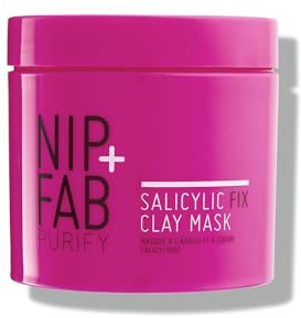 Nip+Fab Salicylic Acid Fix, Maschera di argilla con acido salicilico, Maschera purificante per il viso, Minimizzazione dei pori, Controllo del sebo, Illuminazione, Trattamento anti-acne, 170 ml