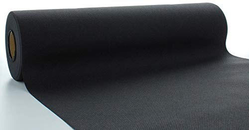 Mank Airlaid Tischläufer 40 cm x 24 m, Gastronomie Tischdecken Rolle stoffähnlich, praktische Einmal-Tischdecke, Uni Neutral 1 Stück (Schwarz)