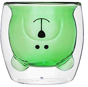 IBLUELOVER Double Walled Coffee Mug Cute Bear Glass Mug 250ml Cartoon Milk Cup Thermo Glasses Anti-scald Tea Cup Espresso Mug, Novelty Christmas Birthday Gifts for Him and Her