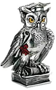 Valenti&Co Skulptur Eule zum Schulabschluss, aus versilbertem Harz, ideal als Geschenk