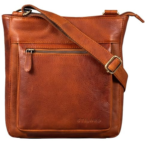 STILORD 'Kaja' Vintage Ledertasche Damen Umhängetasche Handtasche Crossbody Bag Elegante Schultertasche Tasche für iPad 9.7 Zoll DIN A5 Echt Leder, Farbe:arona - braun