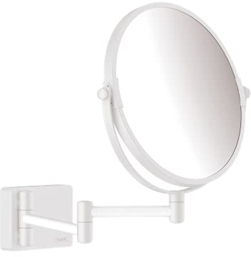 hansgrohe Addstoris - Kosmetikspiegel, Schminkspiegel, Rasierspiegel mit 3-fach Vergrößerung, Badezimmer Zubehör, Mattweiß, 41791700