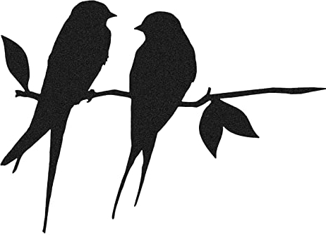 Greyoe Vogel-Silhouette aus geschmiedetem Metall, schwarz auf AST, Gartenbaumschmuck