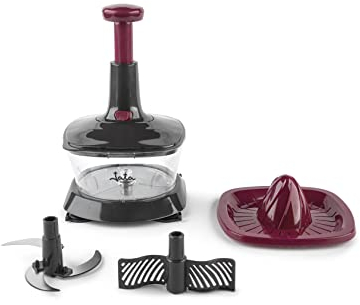 Jata HMAQ4505 - Picadora, Batidora, Exprimidora Manual, Cuchilla acero inoxidable con 3 alturas, Capacidad 1,5 litros, Pica todo tipo de alimentos, Incluye pala para batir, mezclar y emulsionar, Libre de BPA