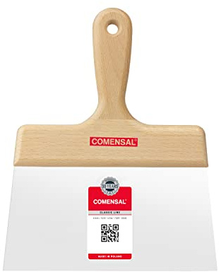COMENSAL® Couteau à Enduit en Inox 200 mm - Spatule de Façade à Lame Plate - Couteau à Enduire avec Lame - Manche en Bois - Made in EU