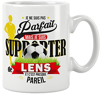 Mug foot LENS- Je ne suis pas parfait mais je suis supporter de Lens. Cadeau - Anniversaire - Noël - fête. Pour amis, famille. Céramique haute qualité 11oz - 320 ML (LENS)