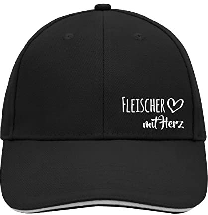 Huuraa Cappy Mütze Fleischer mit Herz Geschenk Black/Light Grey Fleischer Präsent
