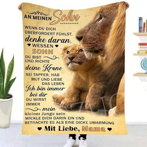 ZUCZUG Kuscheldecke Flauschige Personalisierte an Meinen Sohn Decke Geschenke von Mama, Super Weiche Flanelldecke Wohndecke für Couch Bett, TV-Decke Geburtstag, Weihnachten
