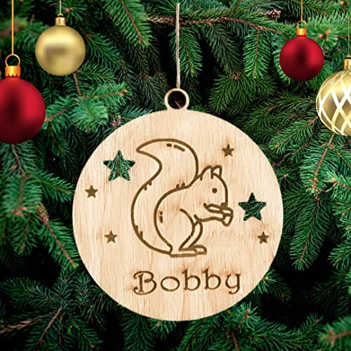 Personalisierte Eichhörnchen Weihnachtsbaumschmuck Weihnachtsdeko Ornament Weihnachtsdeko aus Holz Weihnachtsbaum Deko Weihnachtsdekoration Ornament Holz Christbaumschmuck