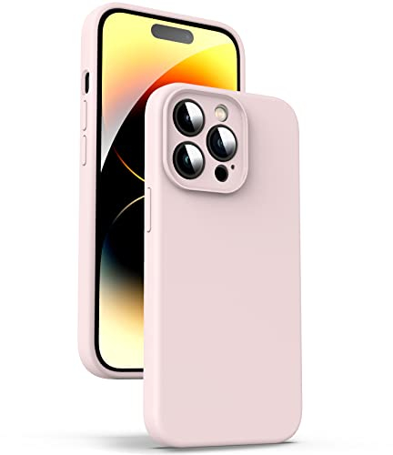 Supdeal Liquid Silicone Case for iPhone 14 Pro, [Camera Protection] [Anti Fingerprint] [Wireless Charging] 4 Layer Phone Case Protective Cover, Built-in Microfiber Case Cover, 6.1, Pink