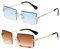 YUELUQU Retro Rahmenlose Sonnenbrille für Damen Herren Mode Retro Rechteck Brille Quadratische durchsichtige Sonnenbrille (B-blau+tee)