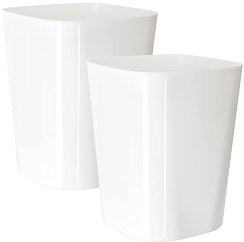 Youngever Lot de 2 poubelles carrées en plastique de 5,5 l pour maison, bureau, salon, salle d'étude, cuisine, salle de bain (blanc)