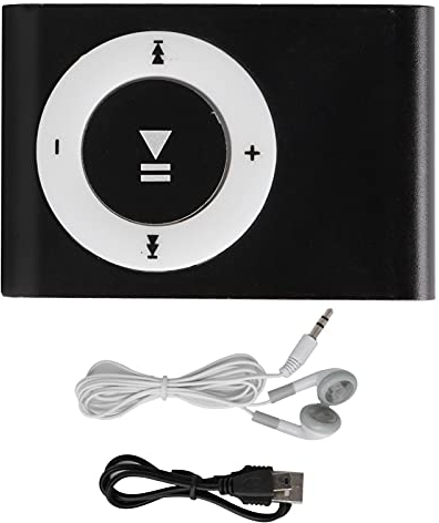 Set Lettore MP3, Lettore Multimediale Musicale Digitale Portatile Mini Lettore MP3 BackClip con Auricolare e Cavo USB (Nero)