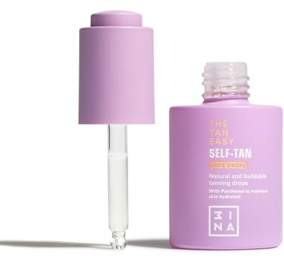 3INA MAKEUP - The Tan Easy Self-Tan Face Drops - Bräunungstropfen mit Panthenol - Natürliche Bräune - Selbstbräunungstropfen mit Leichte Geltextur - Alle Hauttypen - Vegan - Cruelty Free