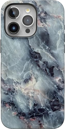 Casely iPhone 15 Pro Max Hülle | Blauer Marmor | Bold Case | Kompatibel mit MagSafe und Action Button