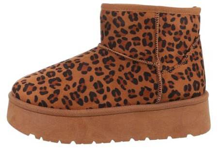Ital Design Damenschuhe Stiefeletten Plateaustiefeletten, XJH-3-, Textil, Leo, Gr. 38