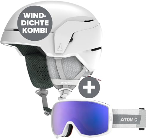 ATOMIC Count JR Skihelm & Skibrille für Kinder & Jugendliche - Helm White Heather Größe S - Mehr Sicherheit bei Aufprällen - 360° Fit System für - inkl. Sperical Brille White für Klare Sicht