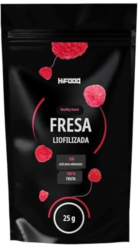 HiFood frambuesas liofilizadas en trozos 25 g. Frambuesas deshidratadas para muesli, postres, smoothies y productos de repostería, perfectas como decoración para tartas
