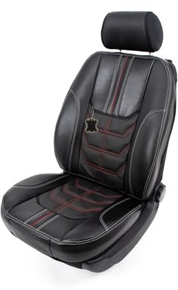 Piton Nettunello Leather Red-White Autositzschoner, Sitzschoner Auto, hermittel in der EU, universeller Sitzbezug, Sitzschutz kompatibel mit den meisten Autos und SUV