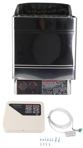 WOOXGEHM 9KW Saunaofen, Hitzebeständiger, Robuster Edelstahl Saunaofen, Digitalanzeige, Hochtemperaturschutzschalter mit CON4 Controller(240V)