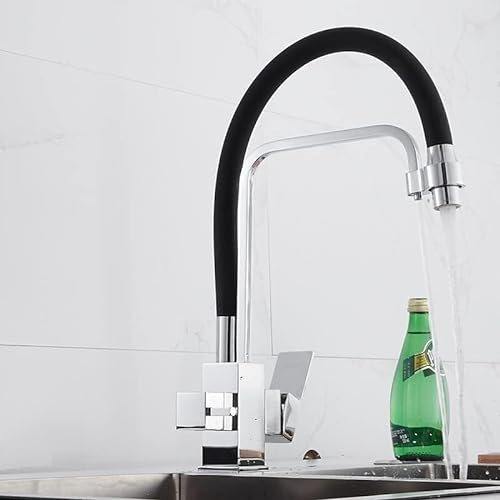 Genérico Grifo de la Cocina,Grifos para Fregadero, Grifo para Fregadero de Cocina para Bar, Granja Comercial, grifos de Cocina con Filtro, Grifo de Cocina multifunción de latón Negro con rotación 360