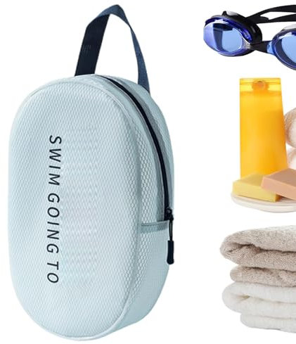 Beauty case da viaggio, borsa da nuoto, moderna borsa da spiaggia impermeabile per spiaggia, piscina, barca, generi alimentari da viaggio, Blu, L, Unisex