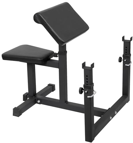 HSM Preacher Curl-Hantelbank, maximale Traglast 204 kg, Krafttraining, sitzender Arm, isolierte Langhantel, Bizeps-Station, Heim-Fitnessstudio, Schwarz
