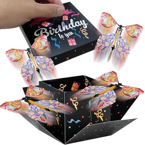 Geschenkbox mit Schmetterlingen, Geschenkbox aus Konfetti, Überraschungsgeschenkbox, Explosionsgeschenk, Geburtstagsgeschenk, Jubiläum, Valentinstag, Weihnachtsfeier