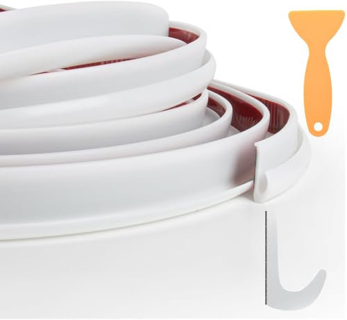 5 Mètres Gouttière Camping Car,Bande de Protection en PVC,Déflecteur d'eau de pluie en forme de J,Pour Portes et Gouttières,1 grattoir(blanc)