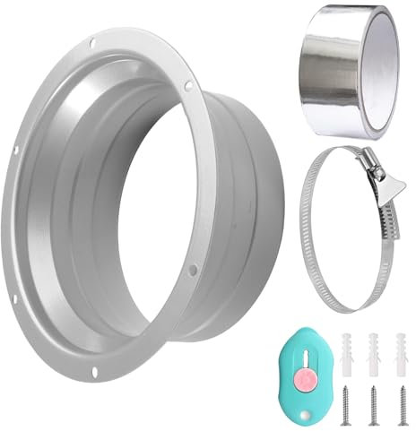 URHRHU Wandflansch für Klima und Lüftungssystem Ø 120mm Metall Aufschweißflansch Wand Flansch mit Schlauchschellen Schrauben Rohrverbinder für Abluftschlauch Klimaanlage Lüftungssystem