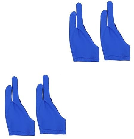 COLLBATH 2sets Artist Two Finger Curved Gloves Drawing Glove for Sketch Size l Blue Material Spandex Anti-Sweat Comfort 2pcs*2
